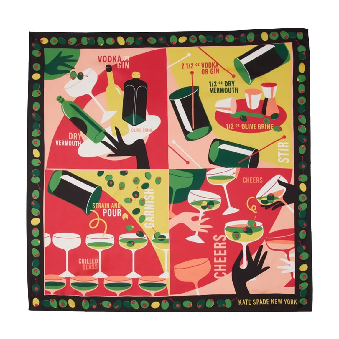 Black Dirty Martini Silk Square Scarf main product photo