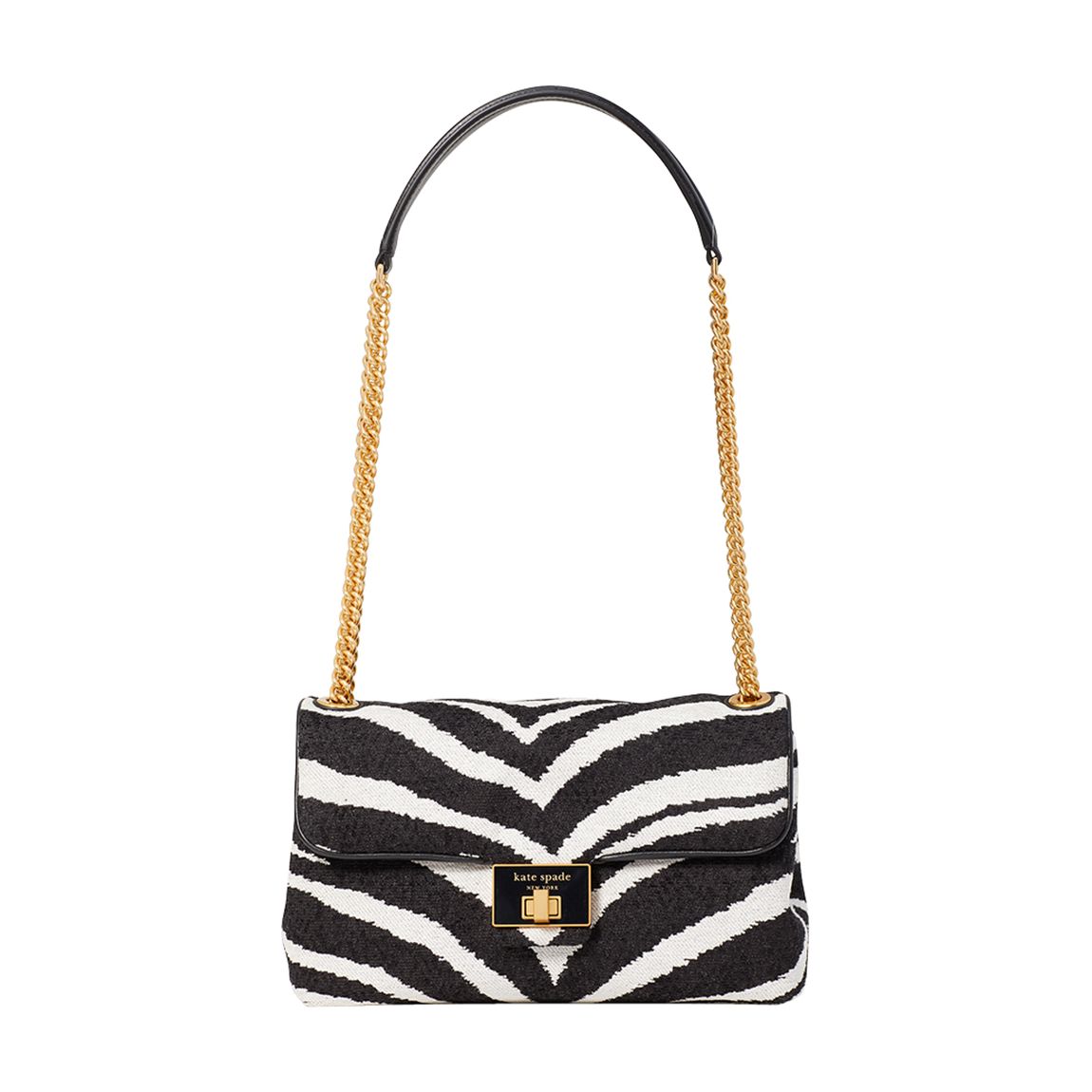 Black Zebra Boucle Jacquard Medium Shoulder Bag main product photo