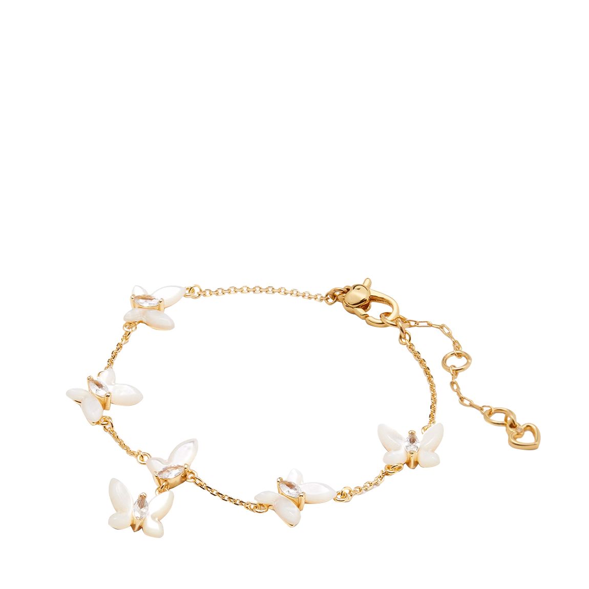 Gold White Butterfly Station Bracelet main product photo