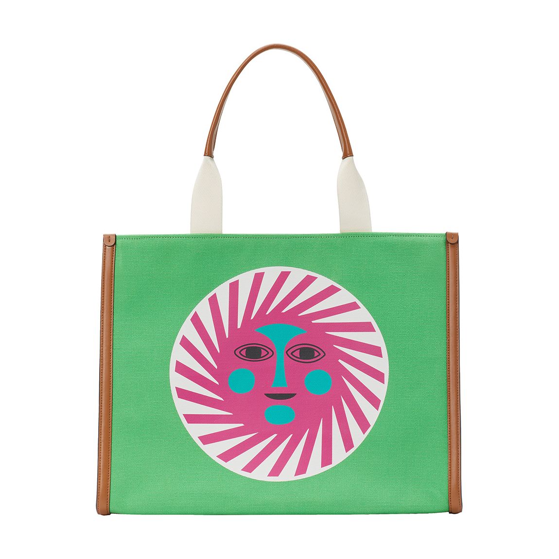 Green Sun Printed Canvas Tote main product photo