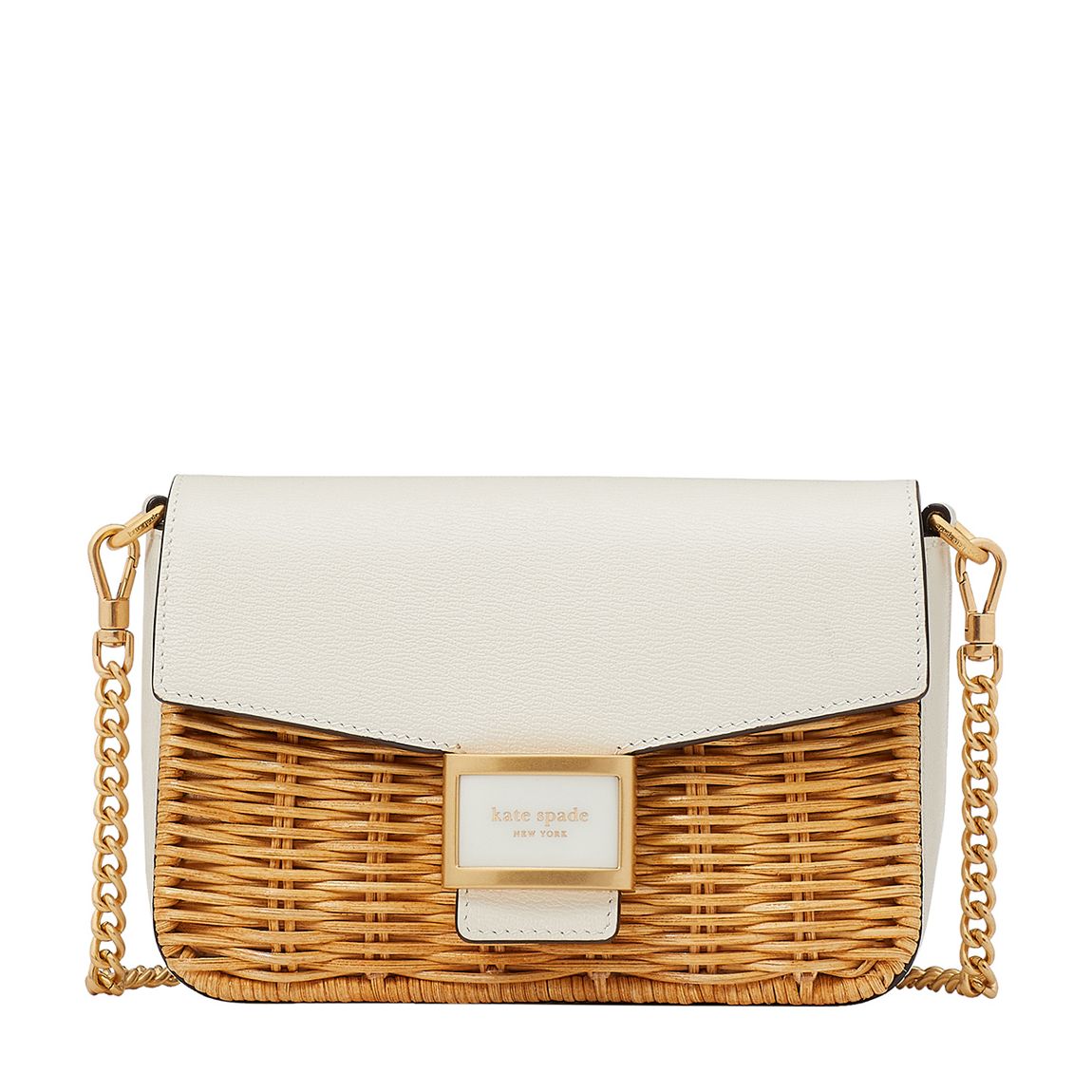 Halo White Katy Wicker Flap Chain Crossbody main product photo