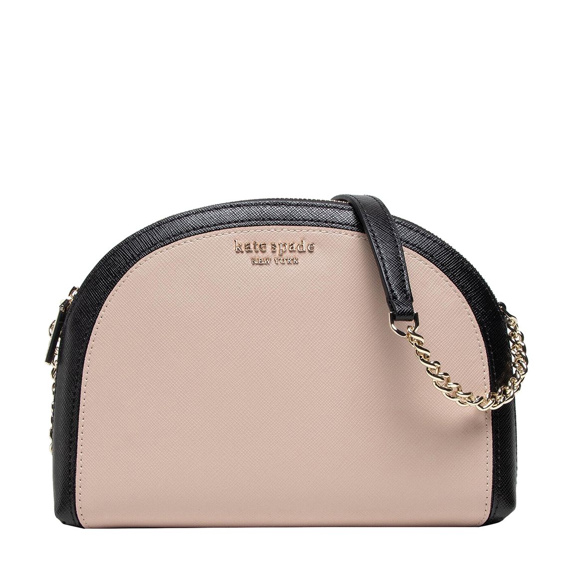 Warm Beige Black Spencer Double Zip Dome Crossbody main product photo