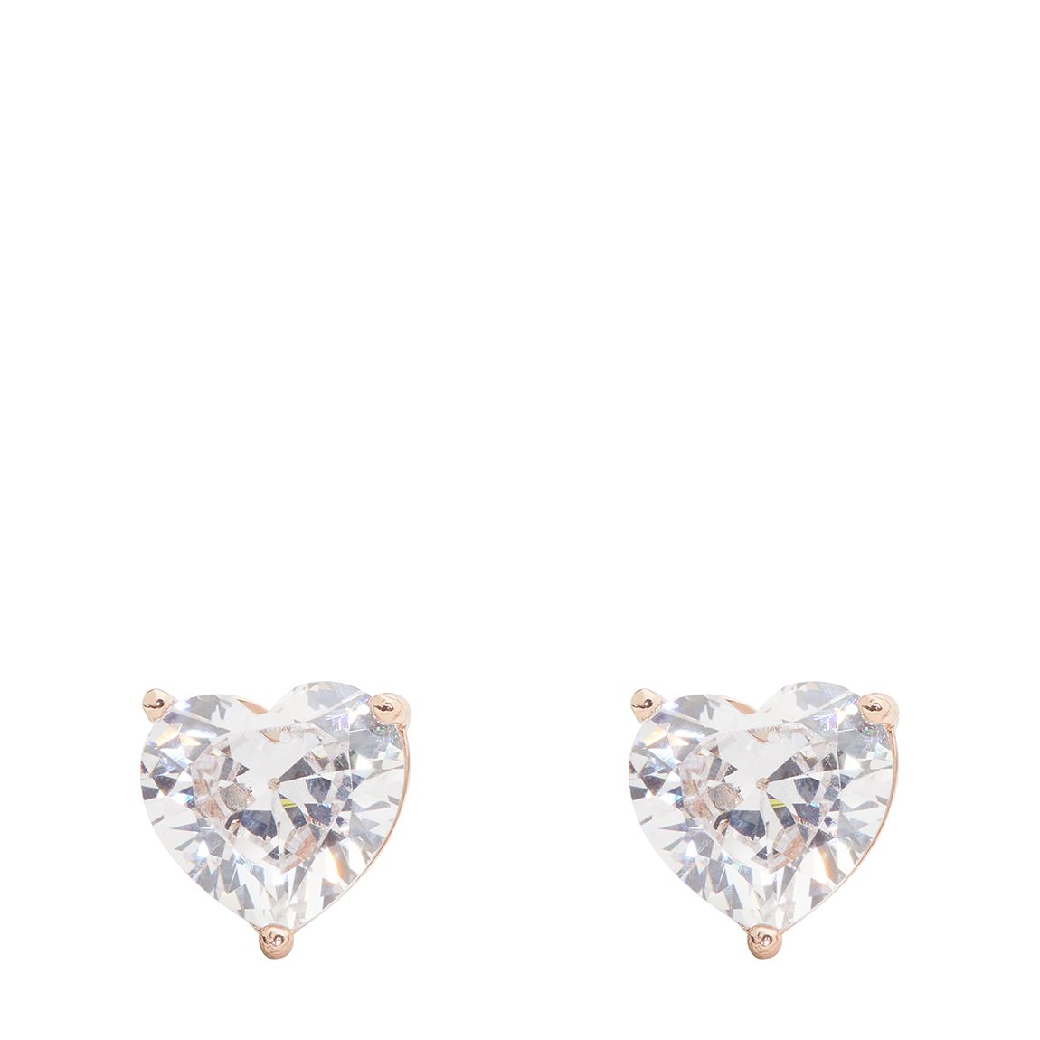 Rose Gold Crystal Heart Stud Earrings main product photo