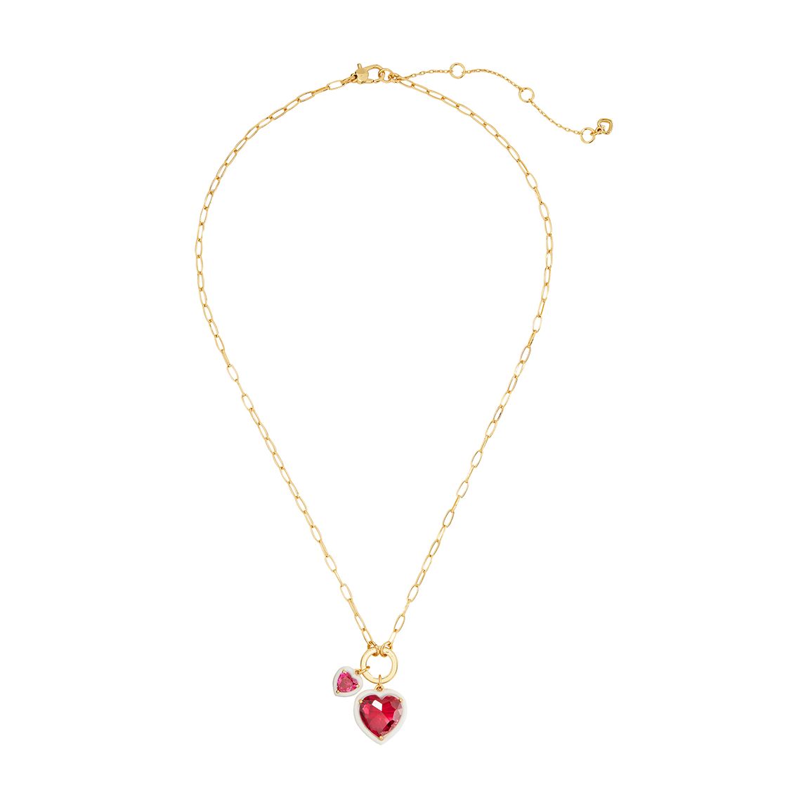 Gold Red Double Heart Pendant Necklace main product photo
