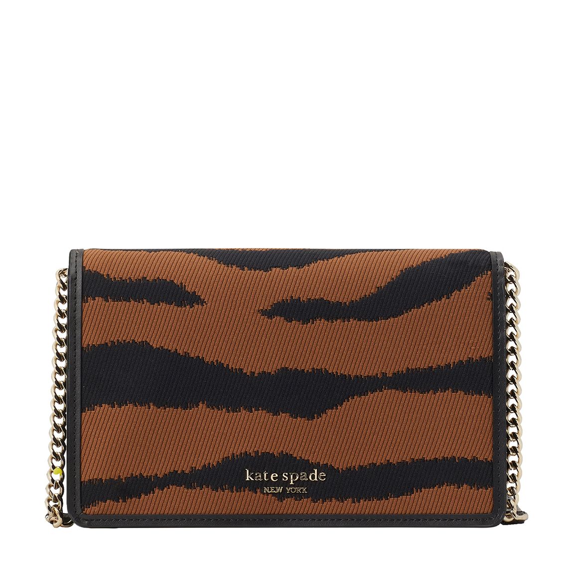 Brown Tiger Jacquard Fabric Wallet on Chain main product photo