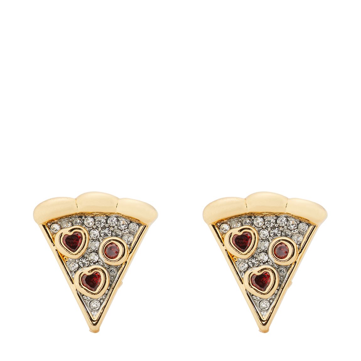 Gold Red Pizza Slice Stud Earrings main product photo