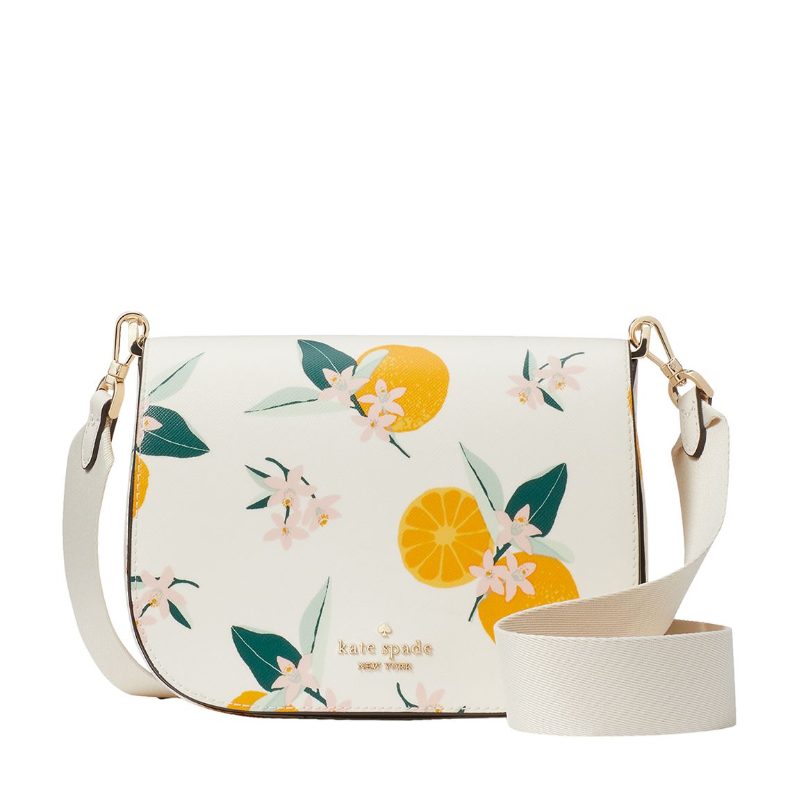 Cream Orange Toss Madison Saddle Bag main product photo