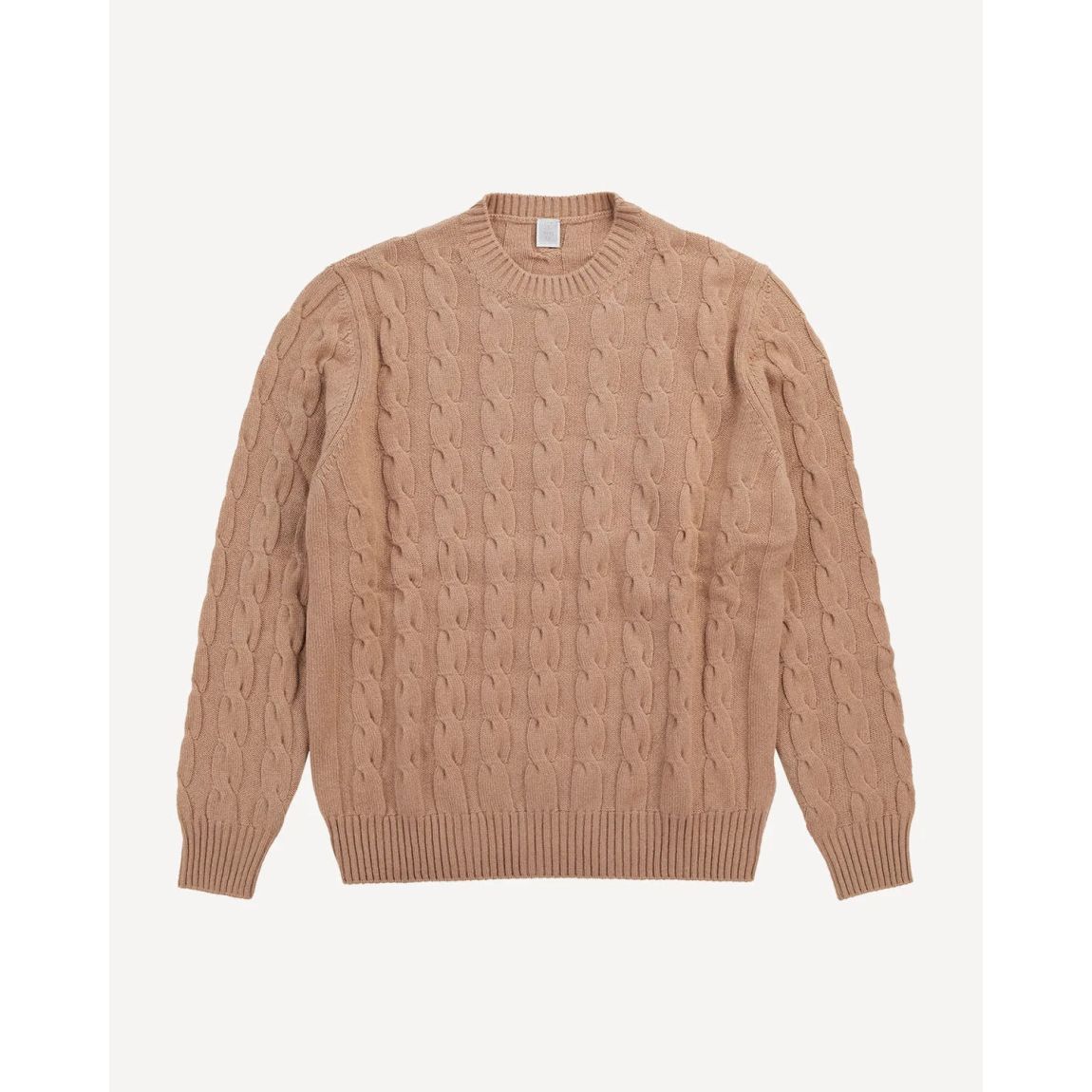Eleventy Camel Cashmere Cable Knit Crew Neck Jumper for Men main product photo