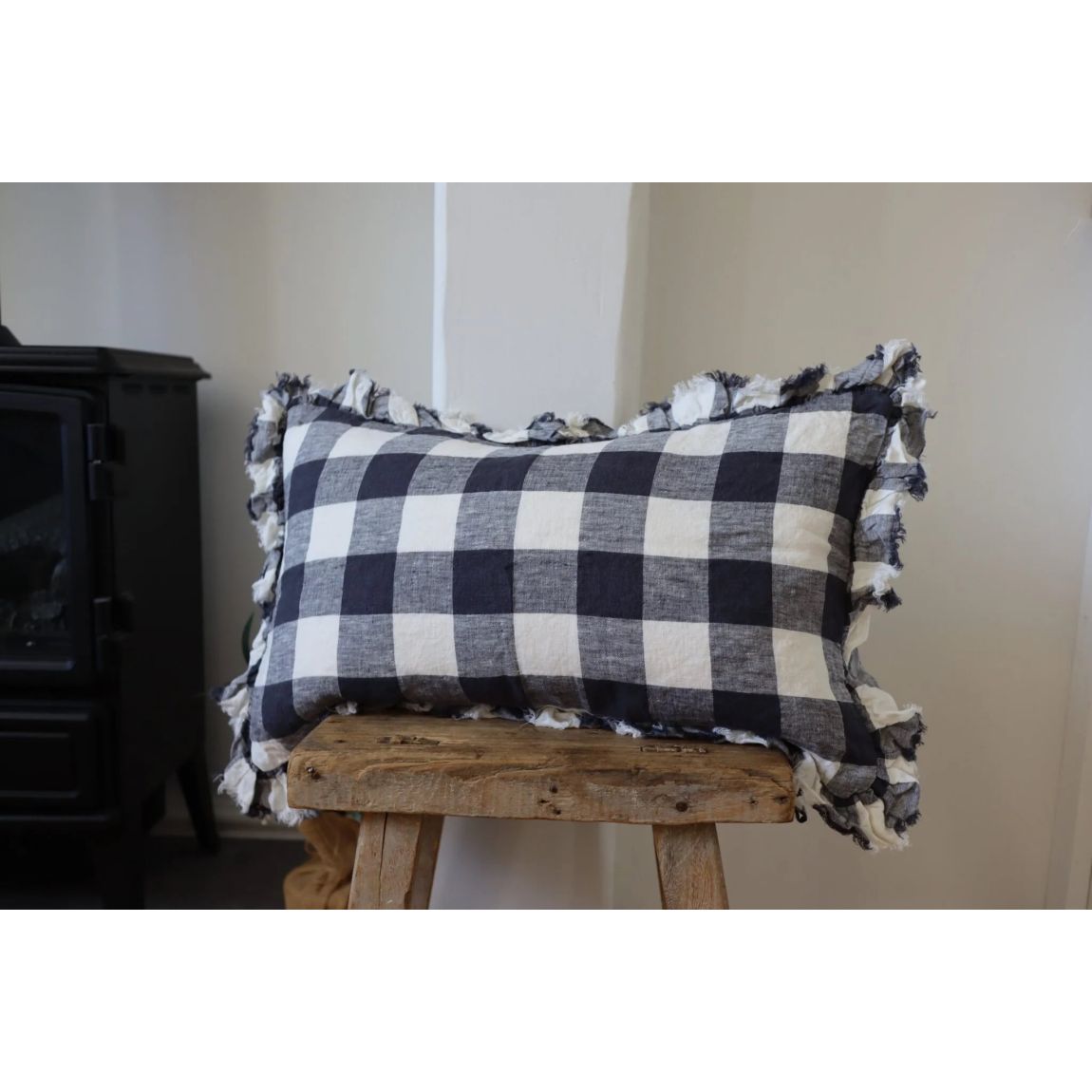 Hallie Navy Check Cushion 50x30 main product photo