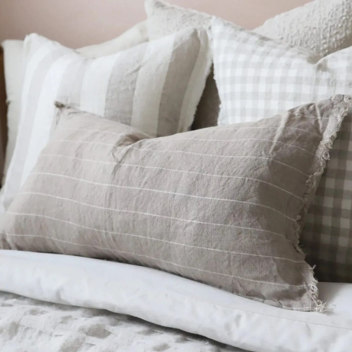 Esmee Beige Stripe Cushion 50x30 main product photo