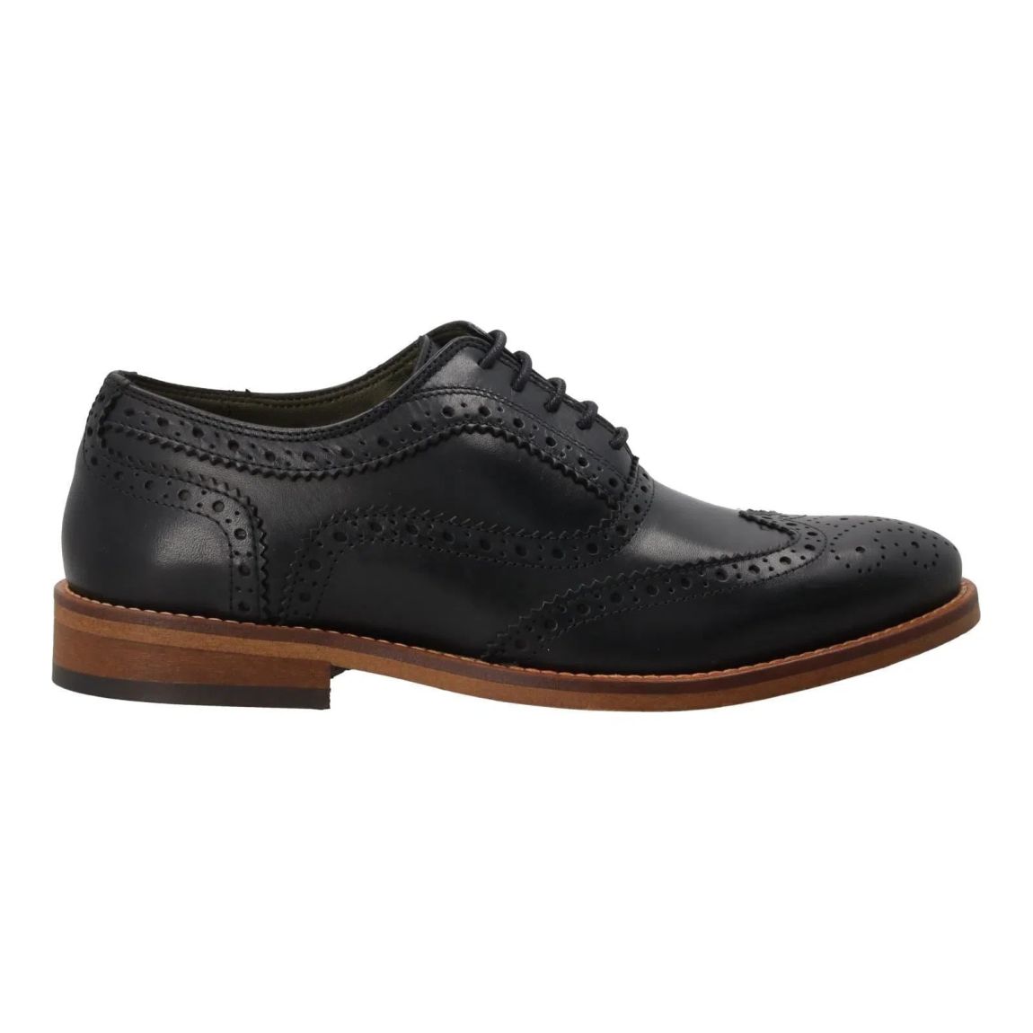 Barbour Isham Men's Black Leather Brogue Shoes with Lace-Up Design main product photo