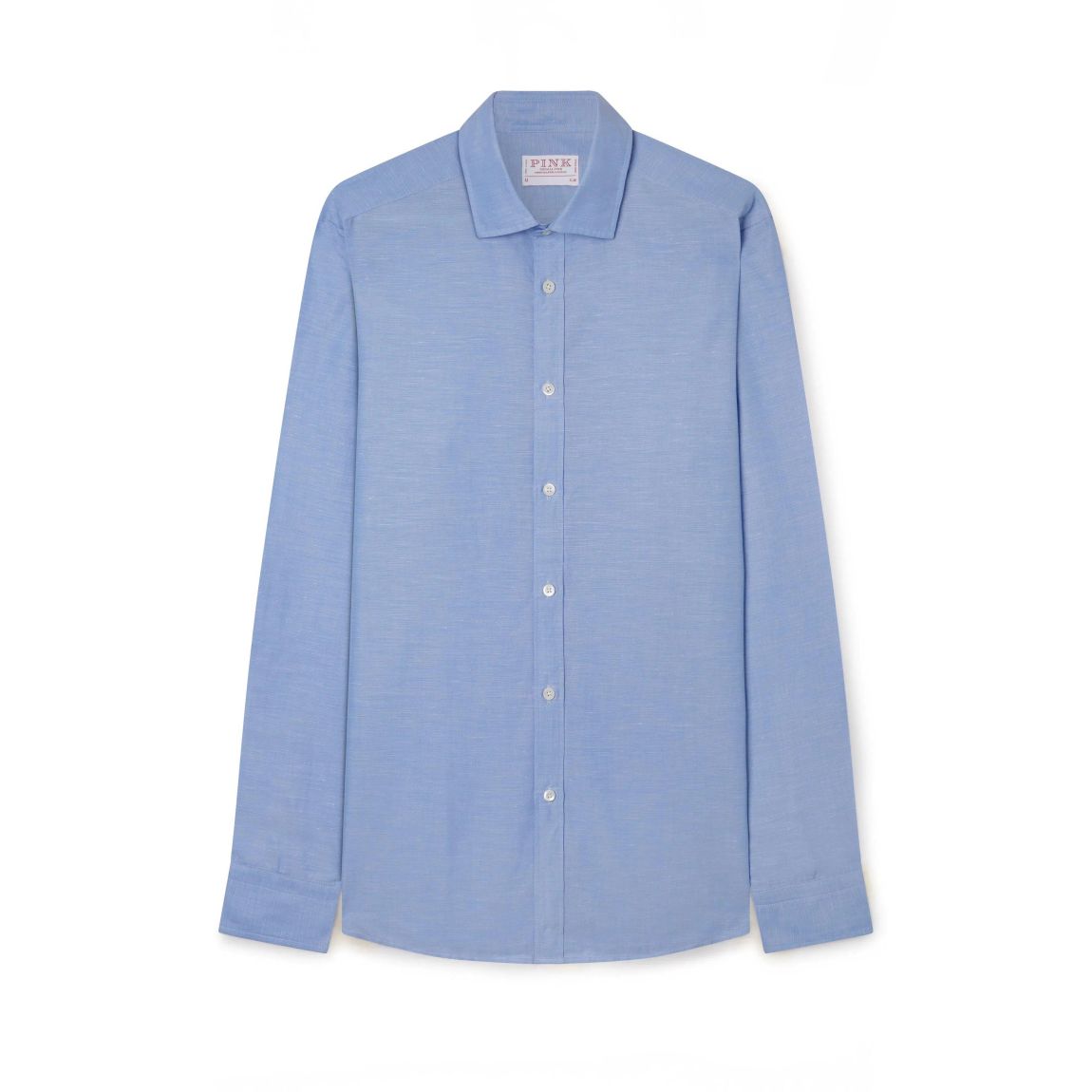 Thomas Pink Slim Fit Pale Blue Cotton Blend Slub Shirt for Smart Casual Wear main product photo