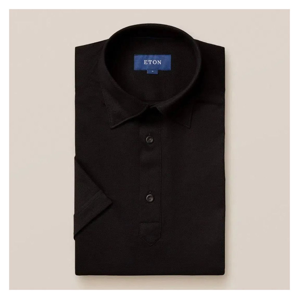 Stylish Slim Fit Black Knitted Short Sleeve Shirt for Men main product photo