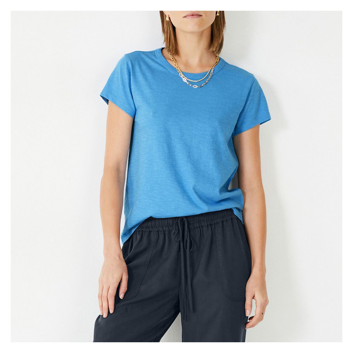 Mediterranean Blue Slim Fit Crew T-Shirt main product photo