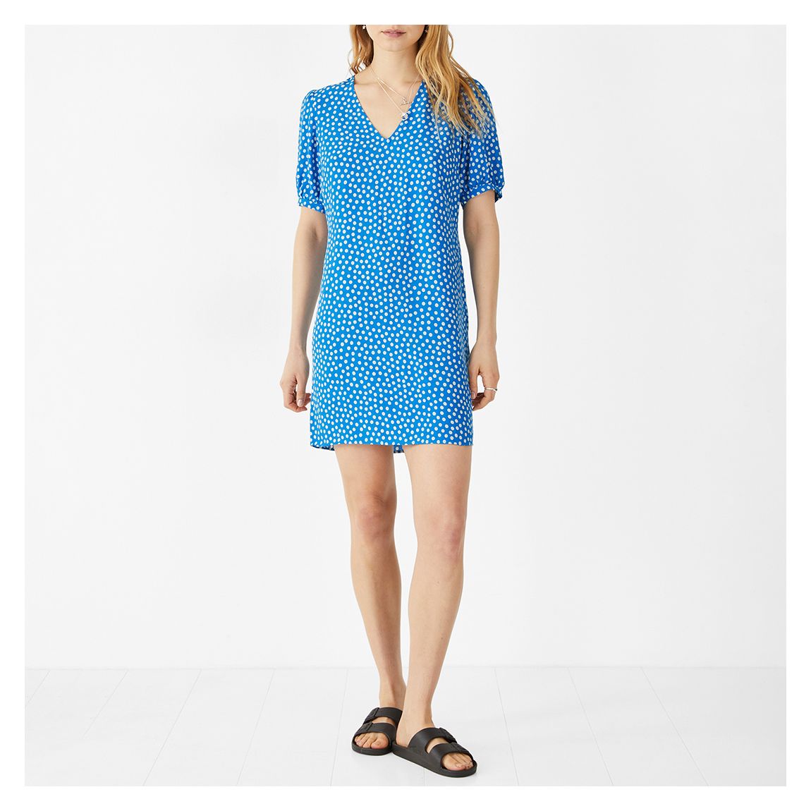 Turquoise Printed Elsa Mini Shift Dress main product photo