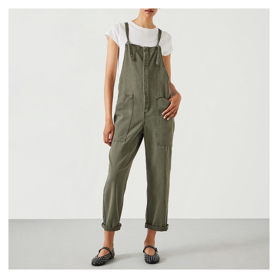 Dark Khaki Ellie Denim Dungaree main product photo