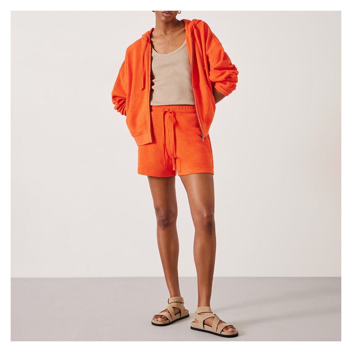 Orange Tania Textured Shorts main product photo