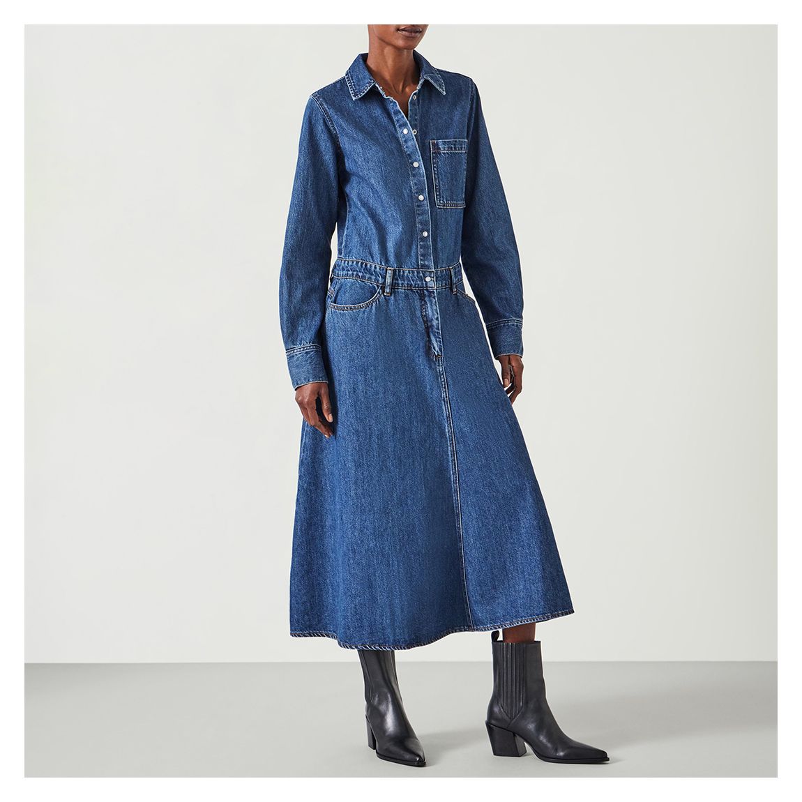 Light Blue Bella Maxi Denim Dress main product photo