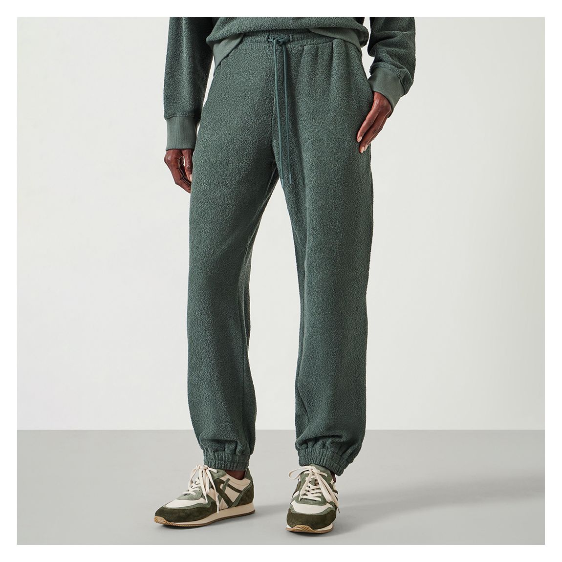 Moss Green Alyna Textured Joggers main product photo