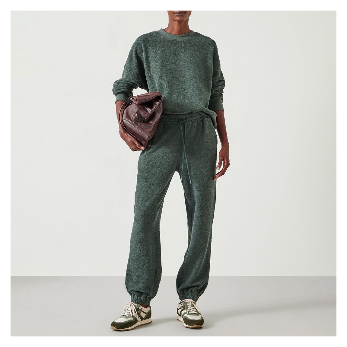 Moss Green Alyna Textured Joggers