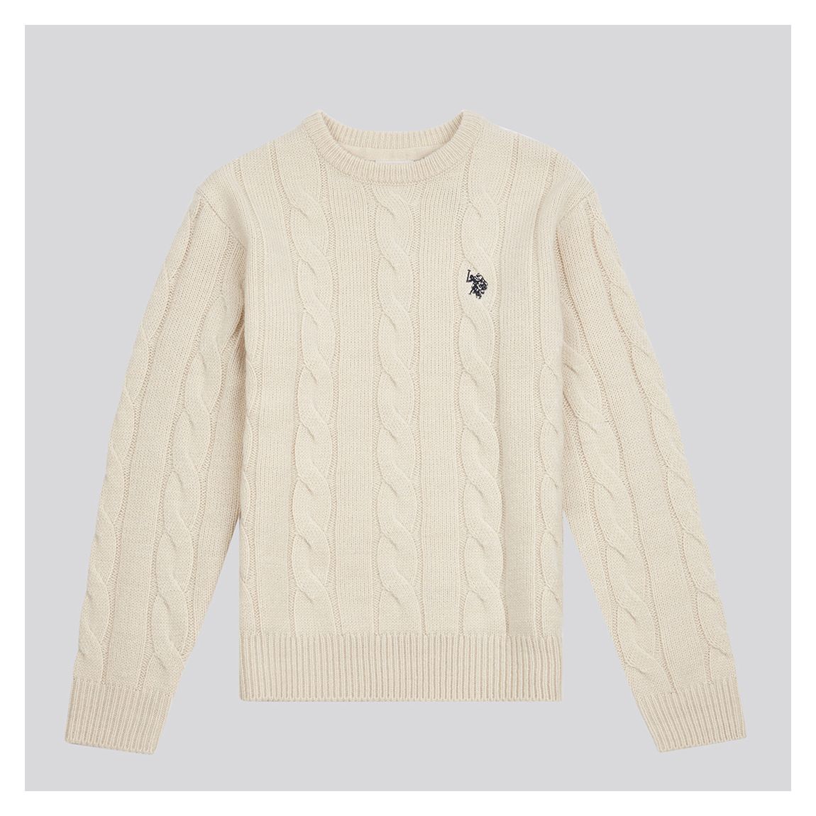Boys Beige Cable Knit Cotton Jumper main product photo