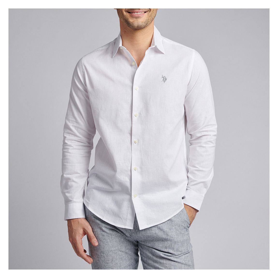White Linen Blend Shirt main product photo