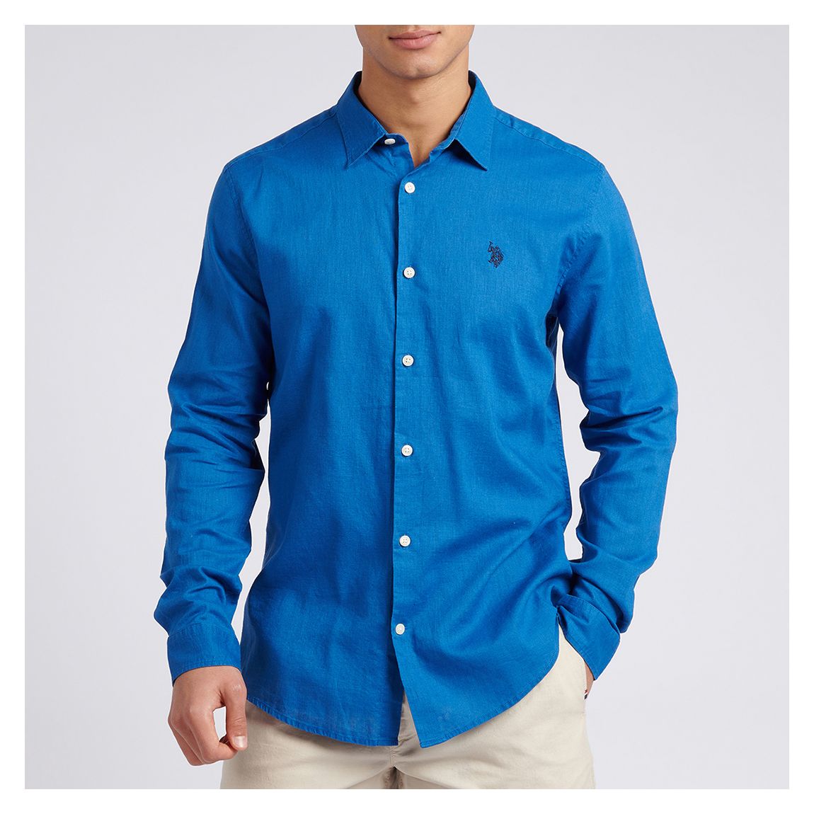 Blue Linen Blend Shirt main product photo