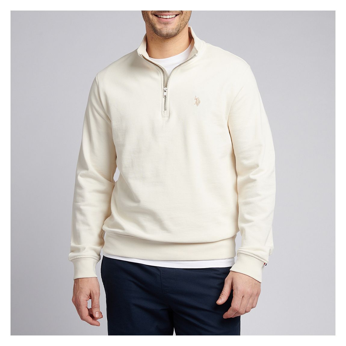 Cream Cotton 1/4 Zip Sweatshirt main product photo