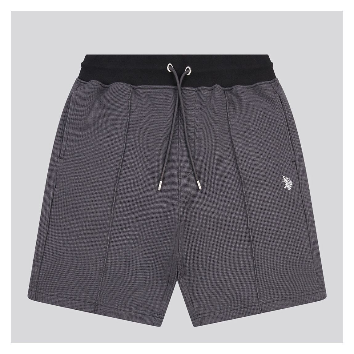 Black Two Tone Pleated Cotton Shorts main product photo