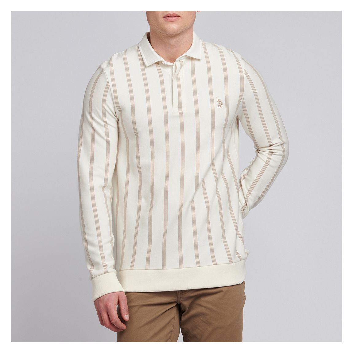 Cream Vertical Stripe Rugby Shirt main product photo