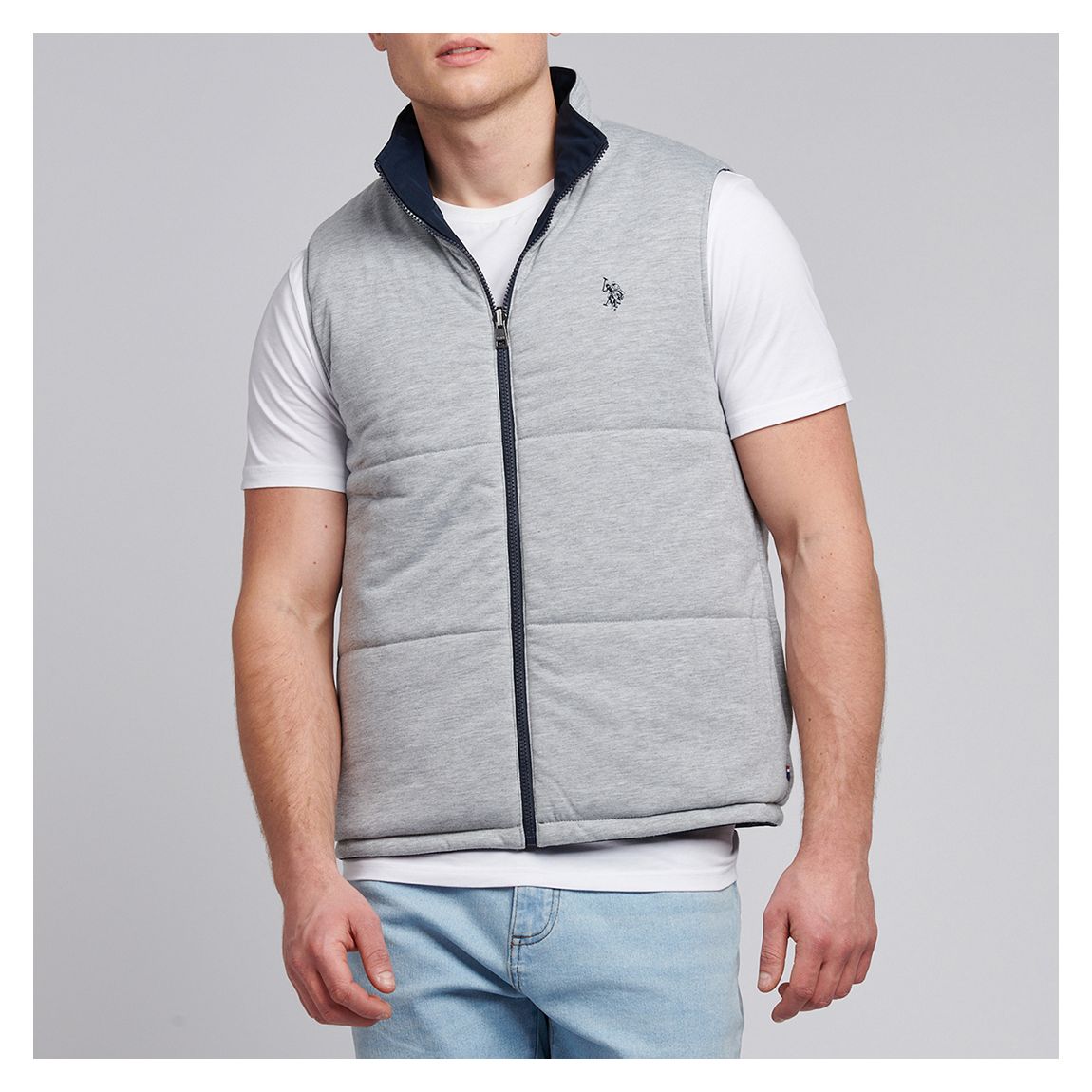 Navy/Grey Reversible Jersey Lined Gilet main product photo