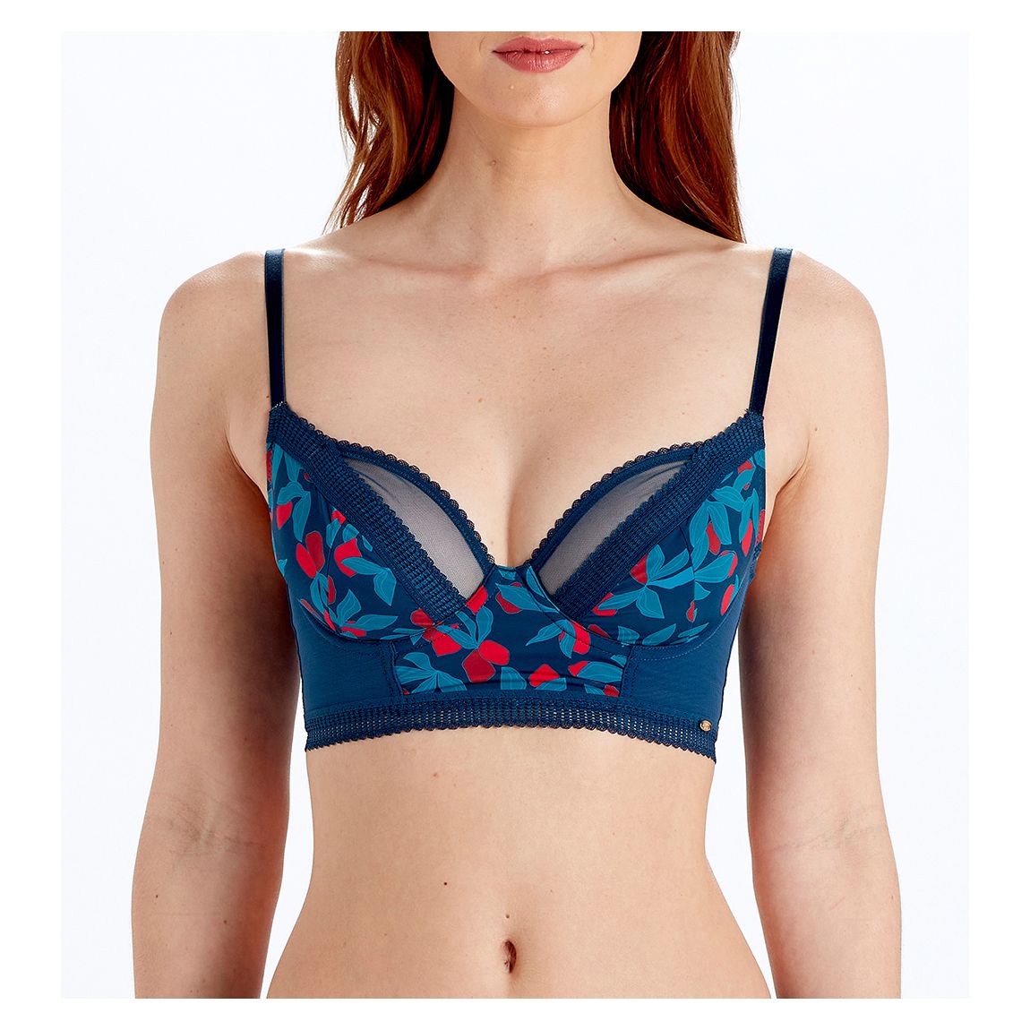 Tropical Print Longline Plunge Bra main product photo
