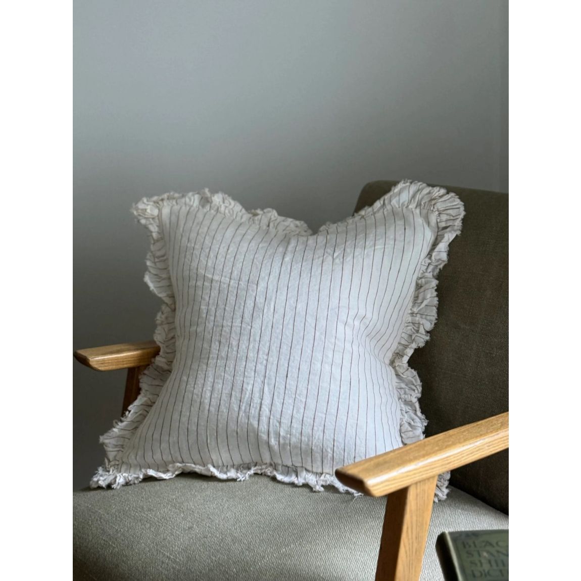 Hallie Rust Pinstripe Ruffle Cushion 45x45 main product photo