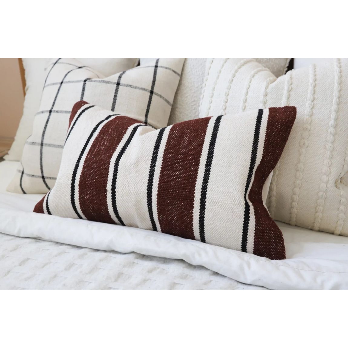 India Plum & Black Stripe Cushion 50x30 main product photo