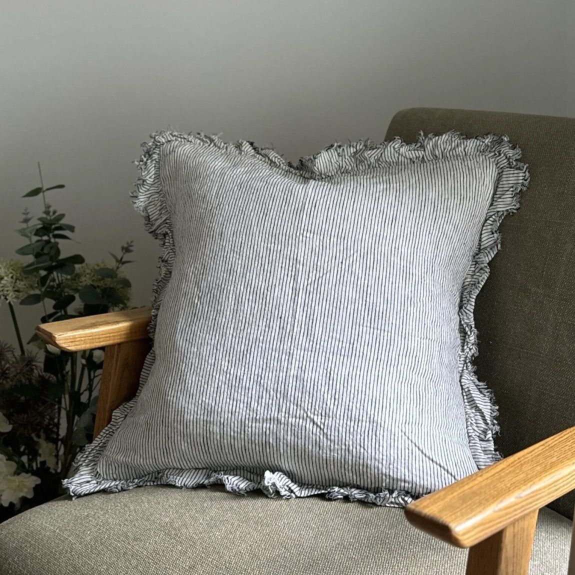 Hallie Pinstripe Ruffle Cushion 45x45 main product photo