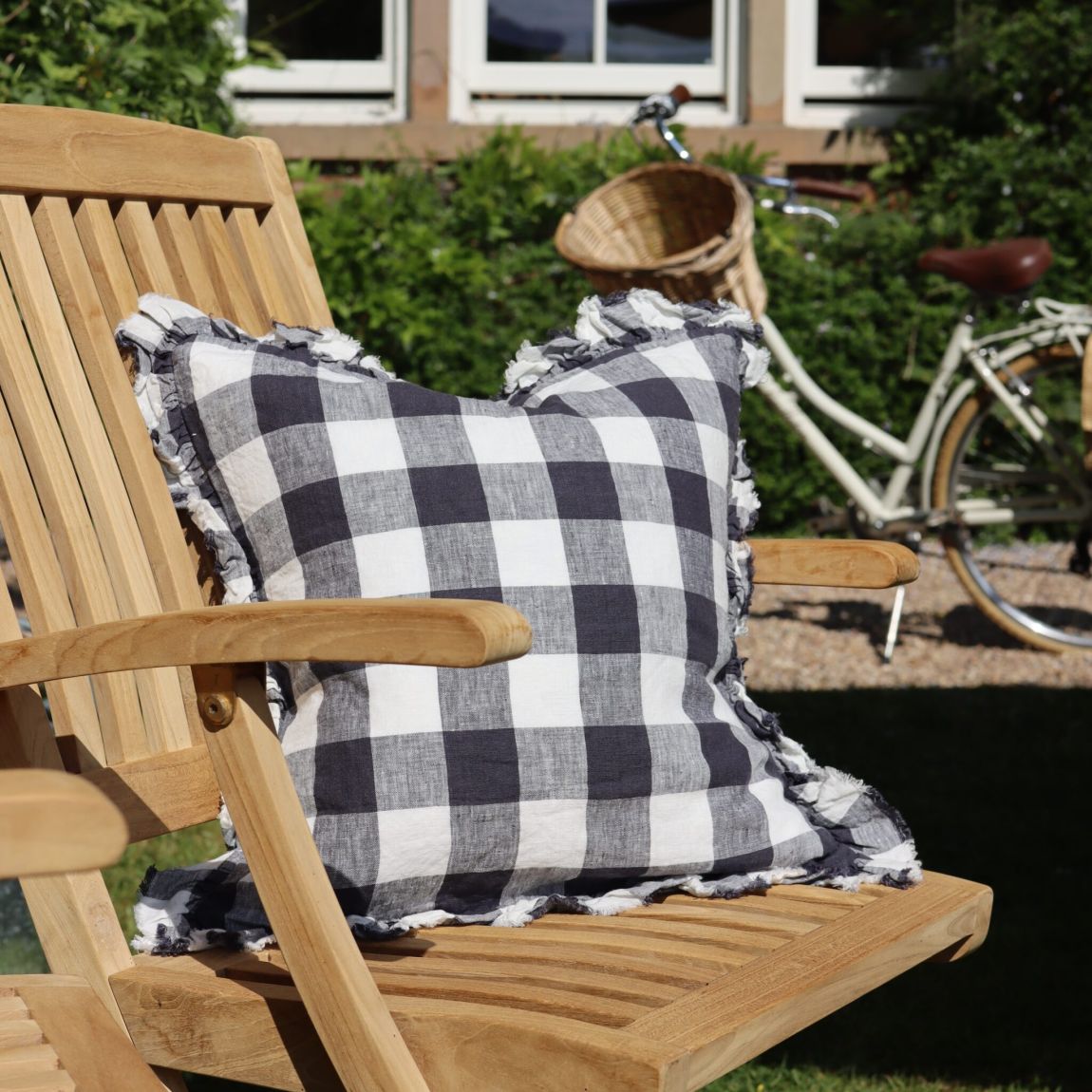 Hallie Navy Check Cushion 45x45 main product photo