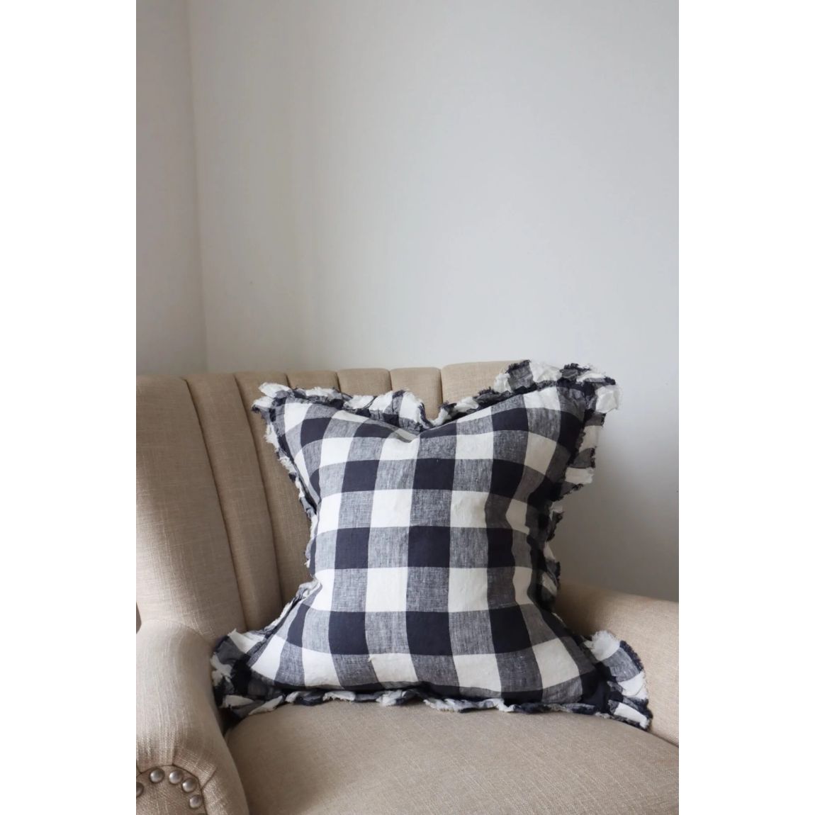 Hallie Navy Check Cushion 45x45 main product photo