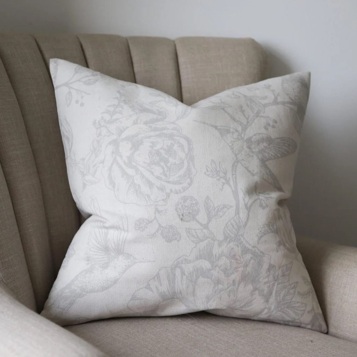 Aria Grey Bird Print Cushion 45x45 main product photo