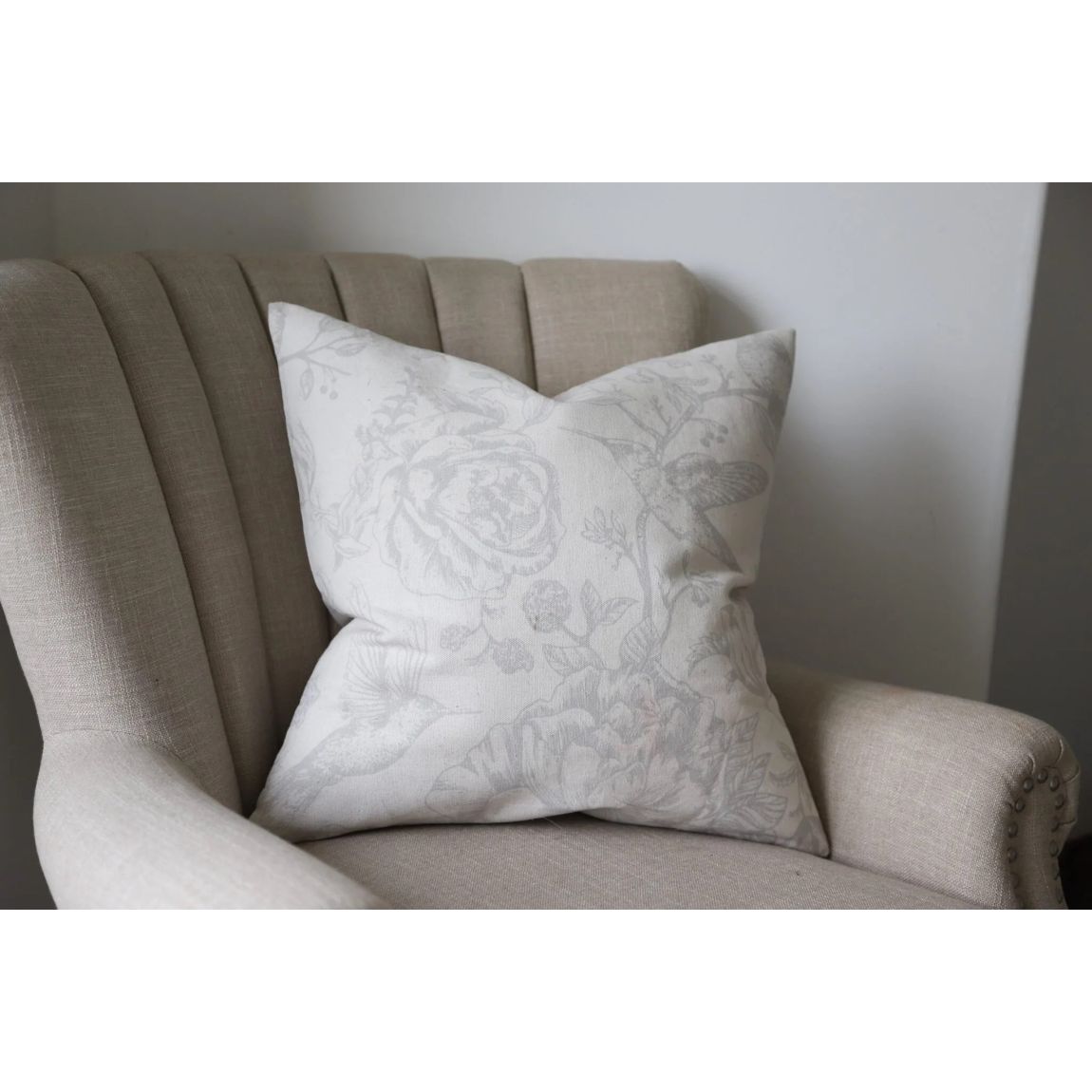 Aria Grey Bird Print Cushion 45x45 main product photo