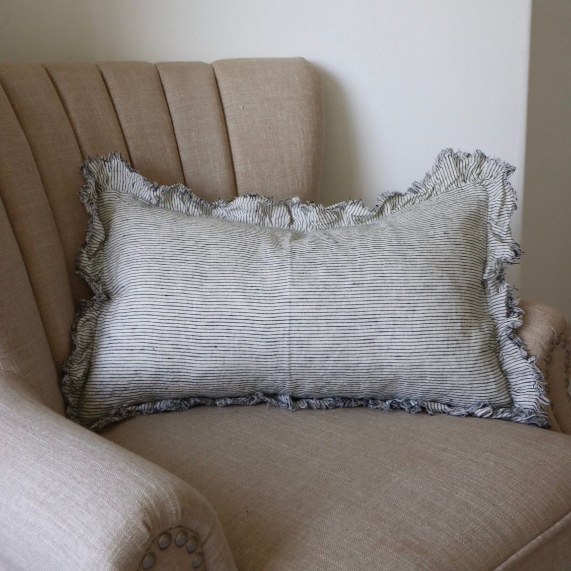 Hallie Pinstripe Ruffle Cushion 50x30 main product photo