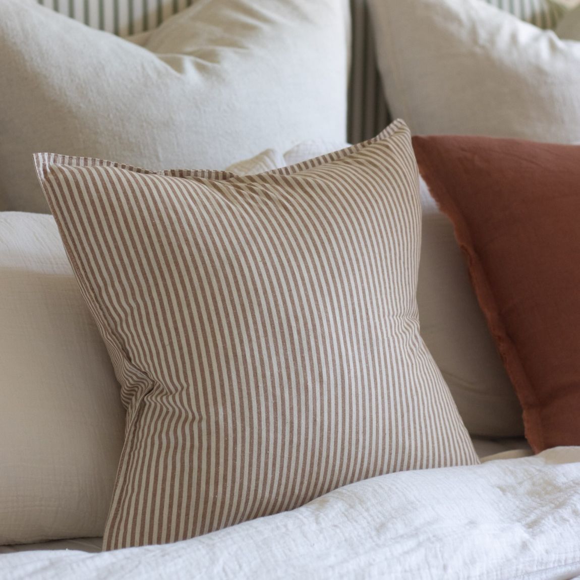 Darcy Brown Stripe Cushion 53x53 main product photo