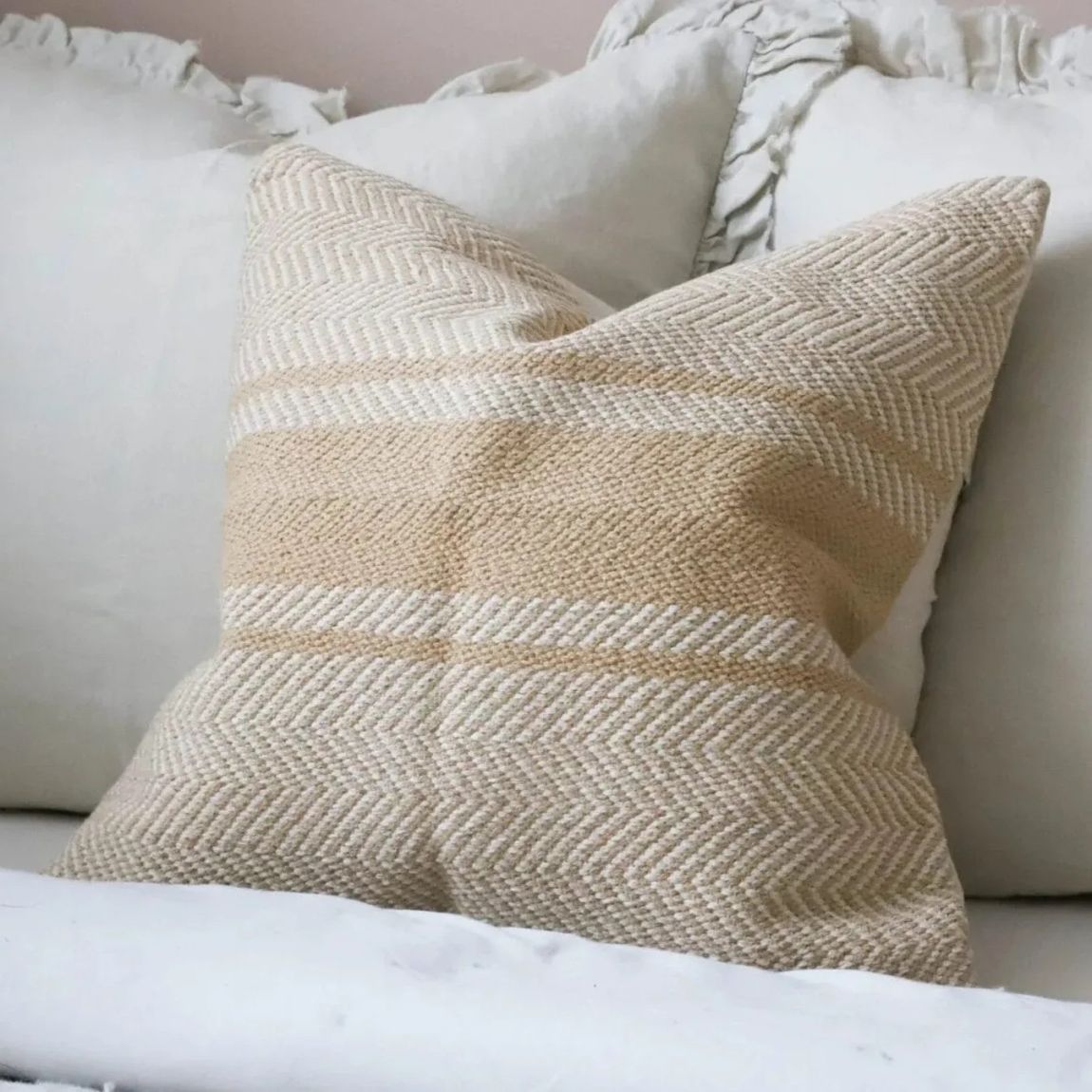 India Apricot Herringbone Cushion 45x45 main product photo