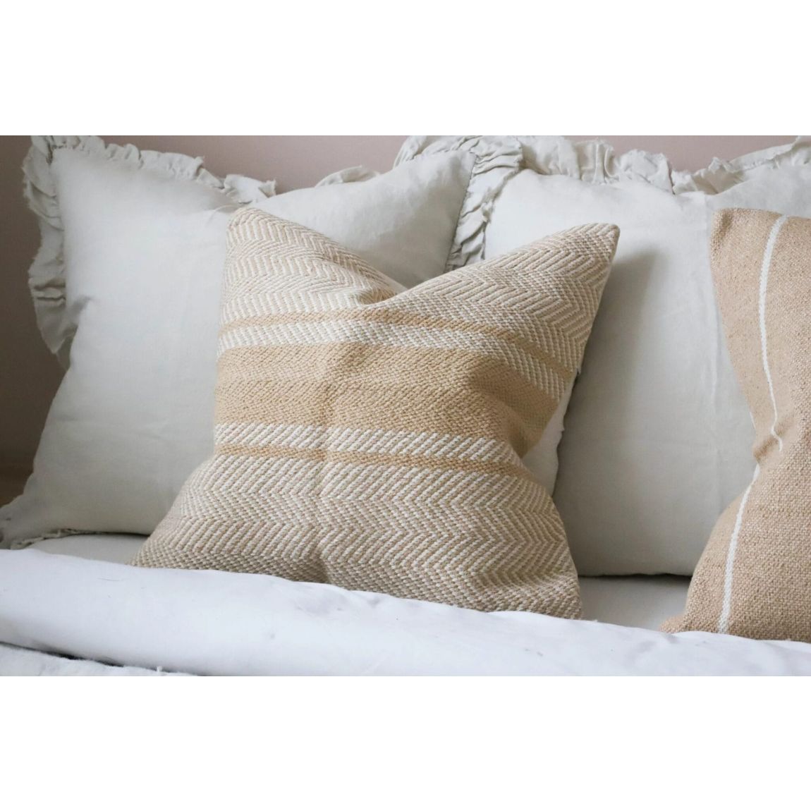 India Apricot Herringbone Cushion 45x45 main product photo