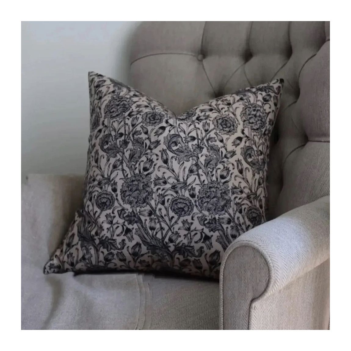 Francesca Black Floral Cushion 45x45 main product photo