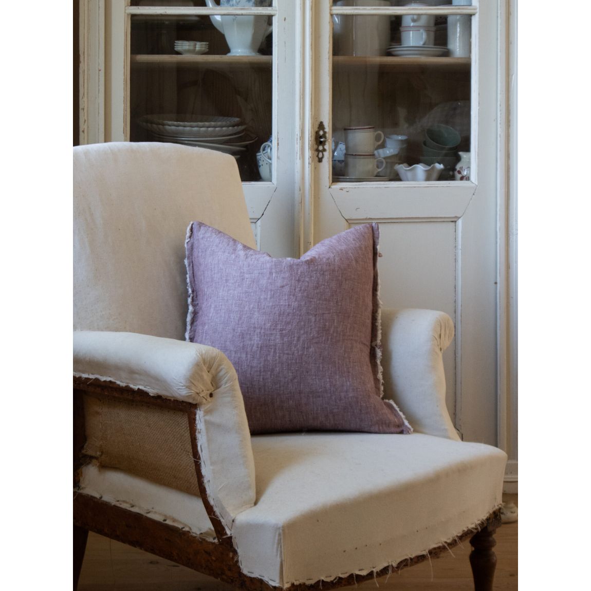 Esmee Plum Washed Linen Cushion 45x45 main product photo