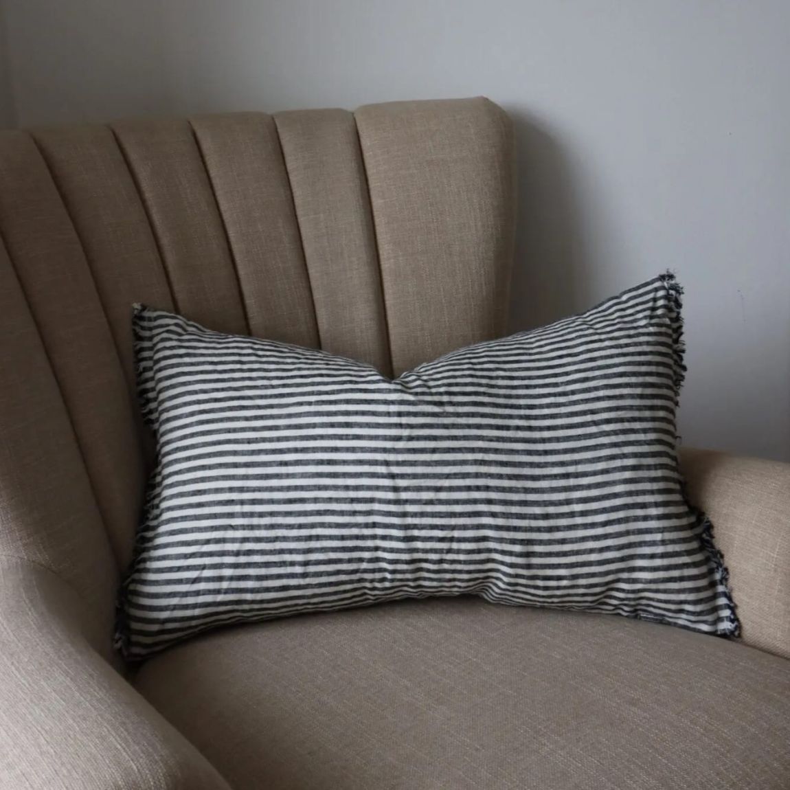 Esmee Charcoal Stripe Cushion 50x30 main product photo