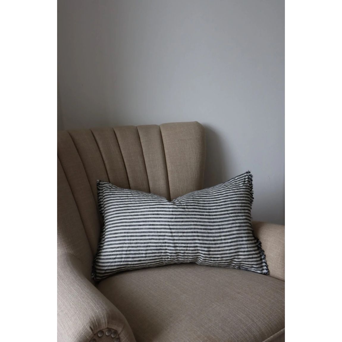 Esmee Charcoal Stripe Cushion 50x30 main product photo