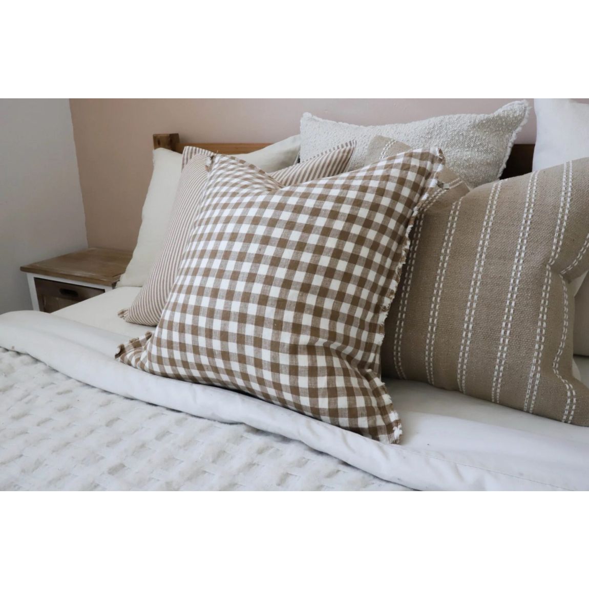 Esmee Brown Gingham Cushion 45x45 main product photo