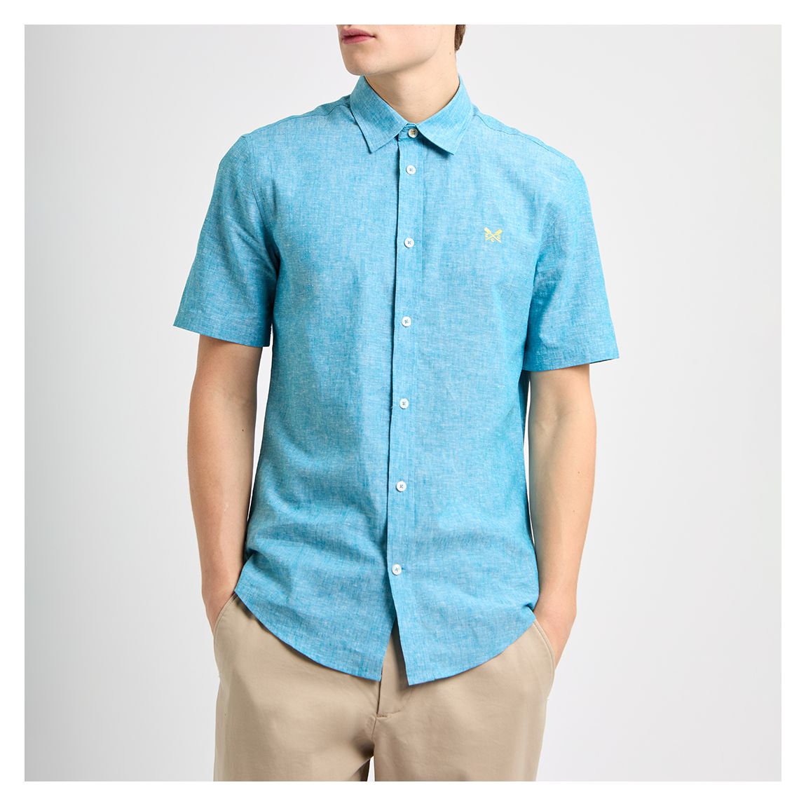 Blue Short Sleeve Linen Blend Shirt main product photo