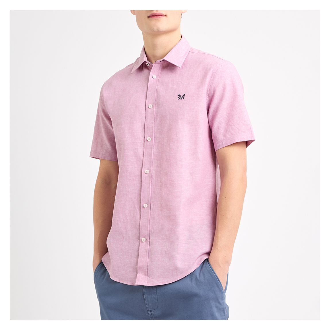 Pink Short Sleeve Linen Blend Shirt main product photo